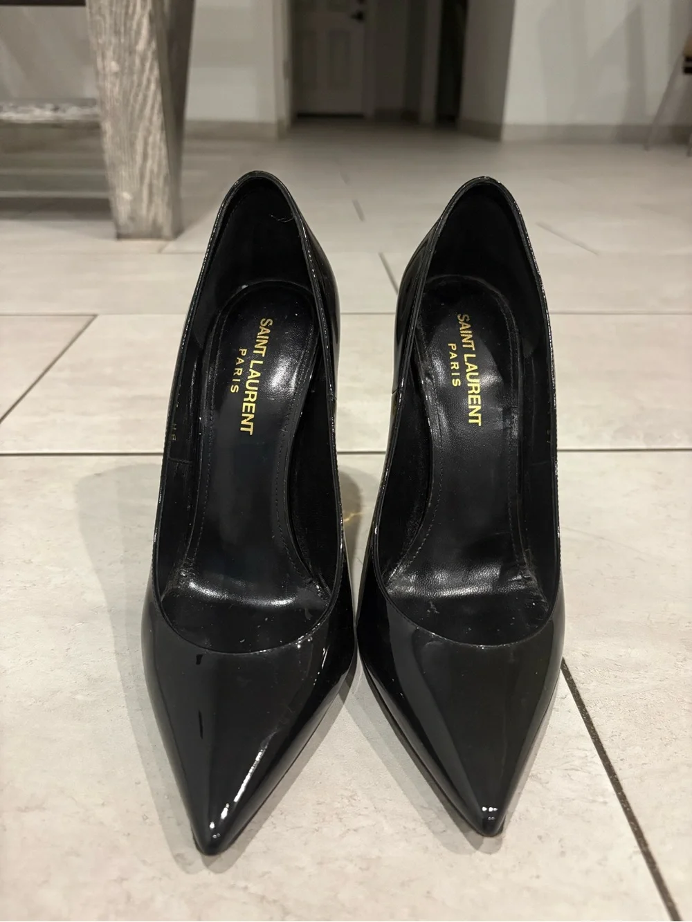 Saint Laurent Black Patent Pointed-Toe Stiletto Pumps